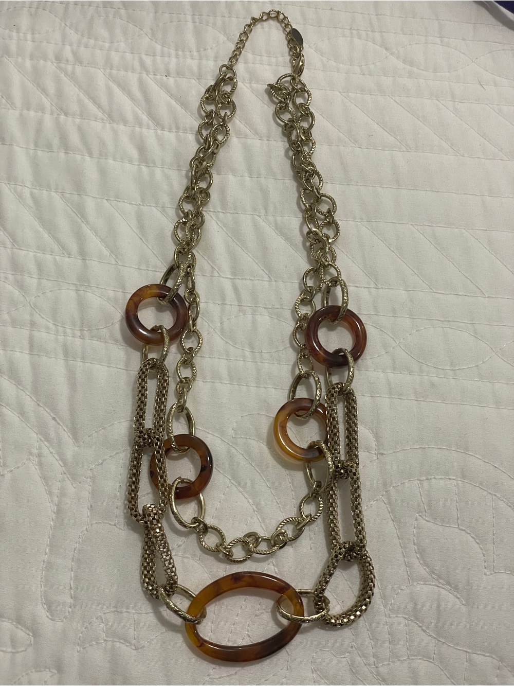 Bijoux Terner Gold Tone Multi Strand Faux Tortoiseshell Statement Necklace